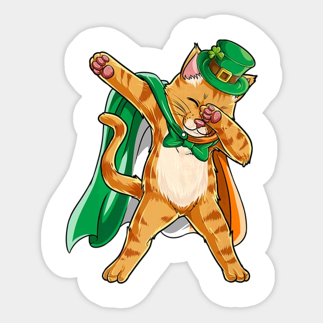 Dabbing Cat St Patricks Day Boys Leprechaun Irish Sticker by Macy XenomorphQueen